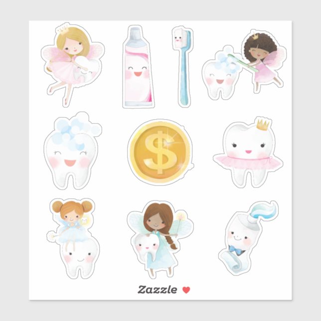 Kids Tooth Fairy Aufkleber (Blatt)
