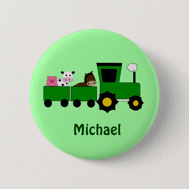 Kids Tractor Birthday Gevor Button (Vorderseite)
