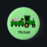Kids Tractor Birthday Gevor Button<br><div class="desc">Passen Sie den Button "Landtiere und Grüne Traktoren" mit dem Namen des Geburtstagsjungen oder der Mädchen an. Sehr gefallen hat uns die schöne Aussicht auf die Landschaft.</div>