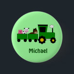 Kids Tractor Birthday Gevor Button<br><div class="desc">Passen Sie den Button "Landtiere und Grüne Traktoren" mit dem Namen des Geburtstagsjungen oder der Mädchen an. Sehr gefallen hat uns die schöne Aussicht auf die Landschaft.</div>