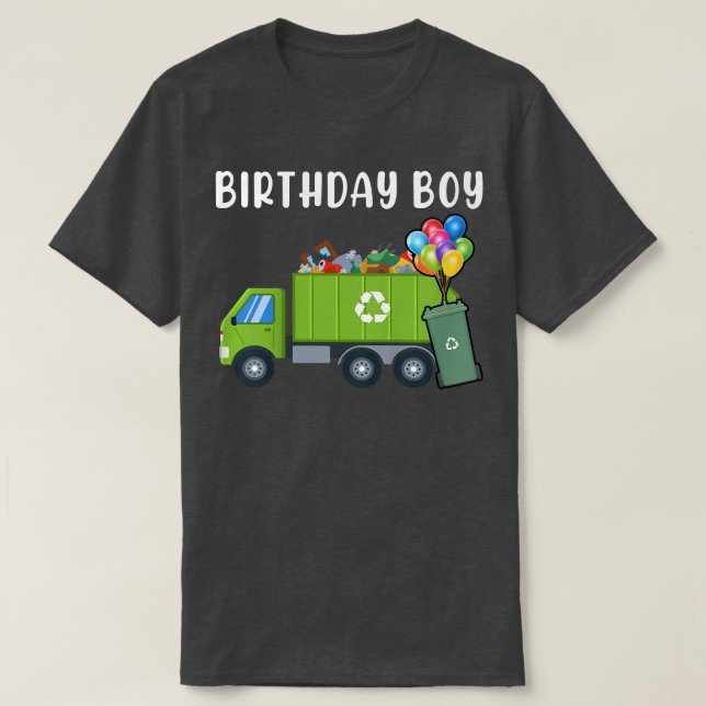 Kids Trash Bin Birthday Boy Garbage Trucks Toddler T-Shirt (Design vorne)