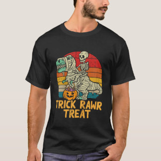 Kids Trick Rawr Treat Skeleton Trex Dino Toddler B T-Shirt