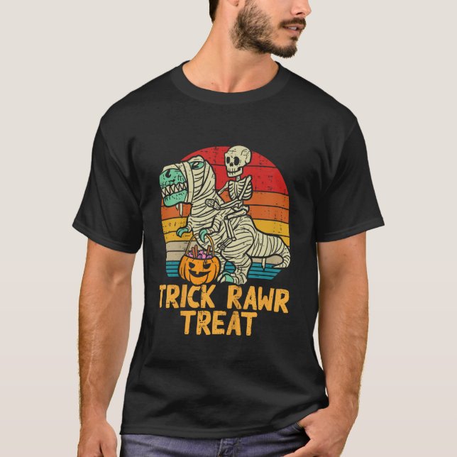 Kids Trick Rawr Treat Skeleton Trex Dino Toddler B T-Shirt (Vorderseite)