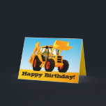 Kids Trucks - Custom Yellow Digger Happy Birthday Karte<br><div class="desc">Kinder Liebe Baufahrzeuge und LKW und einige Kinder nur Liebe Beton oder Zement Mixer!</div>