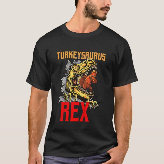 Kids Turkeysaurus Rex Dab Turkey Dino Thanksgiving T-Shirt (Vorderseite)