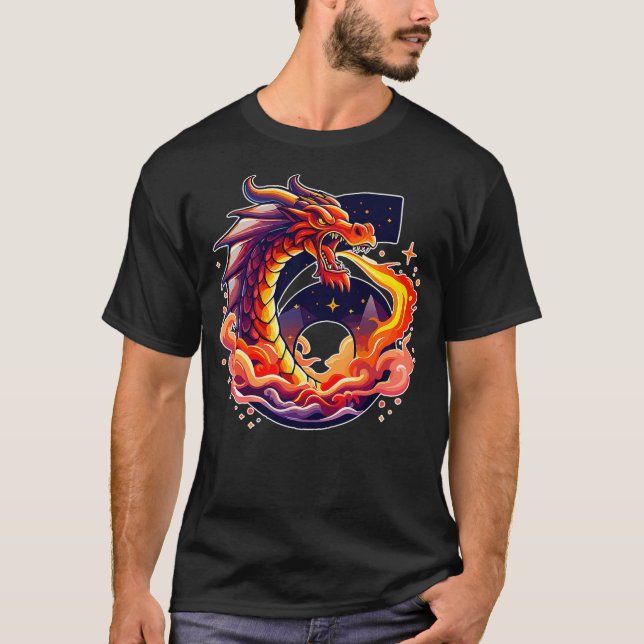 Kids Turning 6 Years Old Birthday Boy Dragon 6th B T-Shirt (Vorderseite)