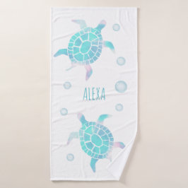 Kids Turtle Under The Sea Watercolor  Badhandtuch Set