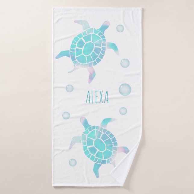 Kids Turtle Under The Sea Watercolor  Badhandtuch Set (Badehandtuch)