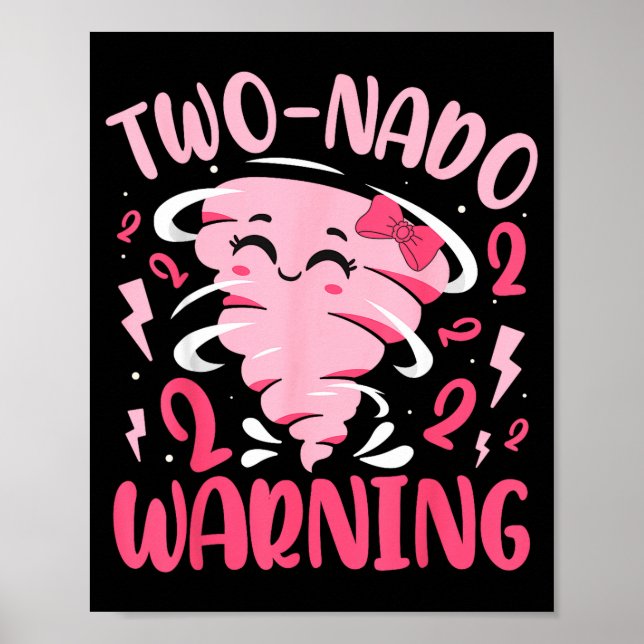 Kids Two-nado Warning 2nd Birthday Nk Tornado Birt Poster (Vorne)