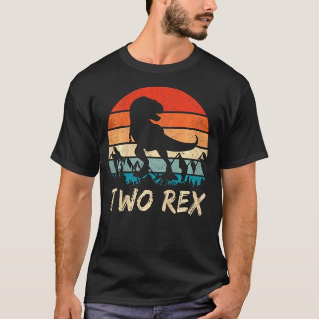 Kids Two Rex 2nd Birthday Gift Second Dinosaur 2 Y T-Shirt (Vorderseite)