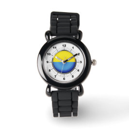 Kid's Ukraine-Flagge Silver Glitzer Strap Watch Armbanduhr