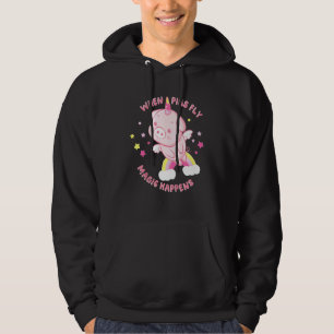Kids Unicorn Fly Magic Happy Niedlich Hoodie