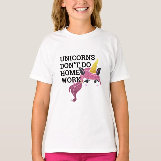 Kids Unicorn T - Shirt - "Ich mache keine Hausaufg (Vorderseite)