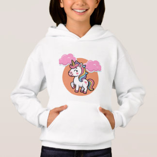 Kids Unicorn T-Shirt with Clouds Hoodie