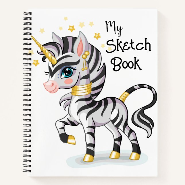 Kids Unicorn Zebra Notizbuch (Vorderseite)