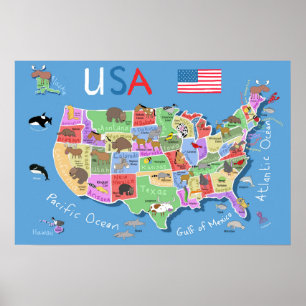 Kids US Map Poster