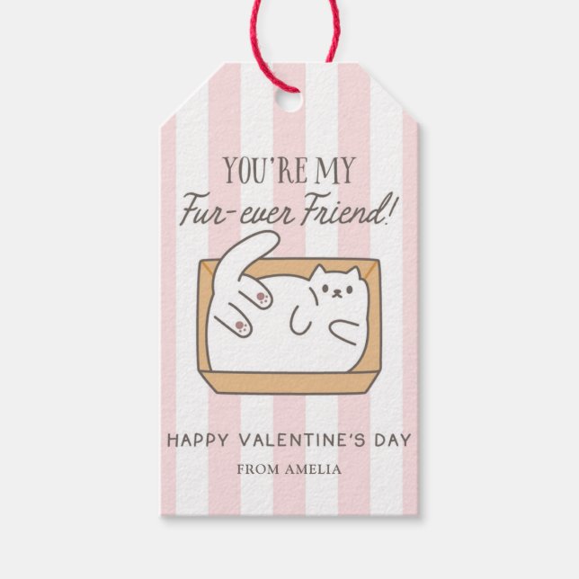 Kids Valentine Gift Tag Cute Cat Geschenkanhänger (Vorderseite)