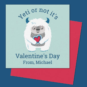 Kids Valentine Yeti Mitteilungskarte