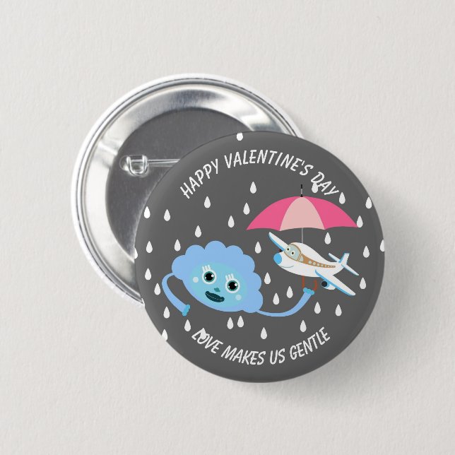 Kids Valentine's Day Klassik Rundaufkleber Taste Button (Vorne & Hinten)