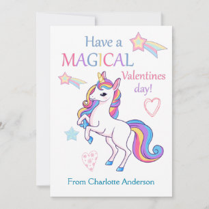 Kids Valentinstag Magical Unicorn Flat Karte