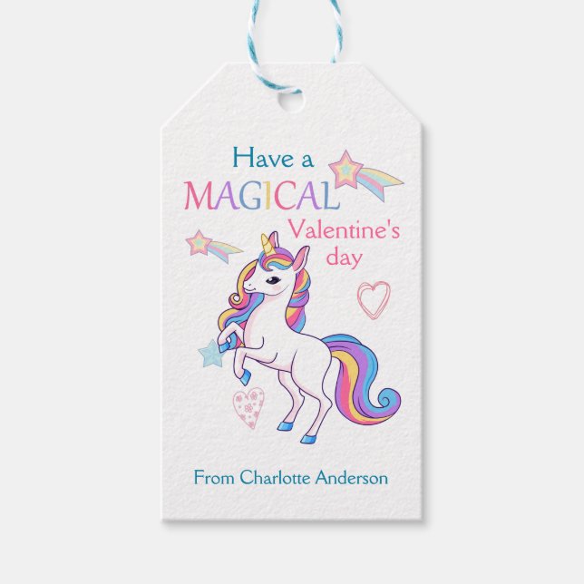 Kids Valentinstag Magical Unicorn Geschenkanhänger (Vorderseite)