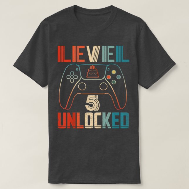 Kids Video Game Controller entriegelt Stufe 5 T-Shirt (Design vorne)