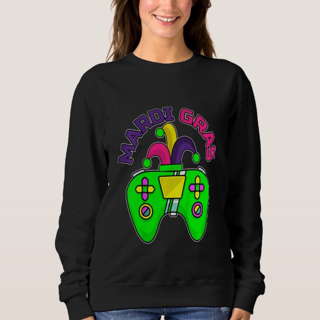 Kids Video Game Controller Jester Mardi Gras Gamin Sweatshirt (Vorderseite)