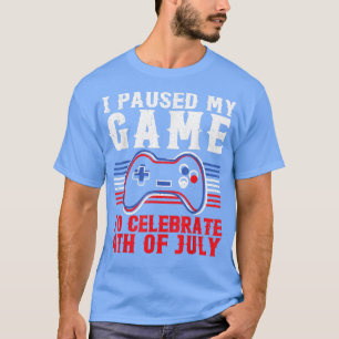 Kids Videospiel 4. Juli Gamer Amerikanische Flagge T-Shirt