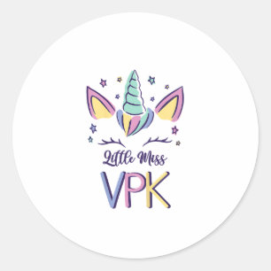 Kids VPK Mädchen Erster Tag Little Miss VPK T-Shir Runder Aufkleber