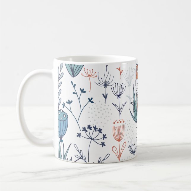 Kid's Walddarstellung, Füchse und Blume. Kaffeetasse (Links)