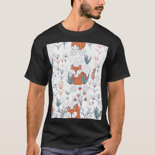 Kid's Walddarstellung, Füchse und Blume. T-Shirt