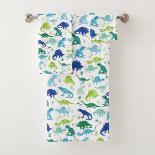 Kids Watercolor Dinosaurier Silhouette Pattern Boy Badhandtuch Set