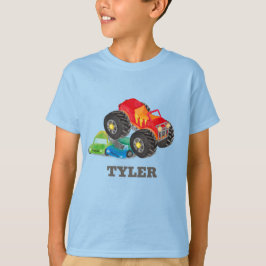 Kids Watercolor Red Monster Struck Truck T-Shirt