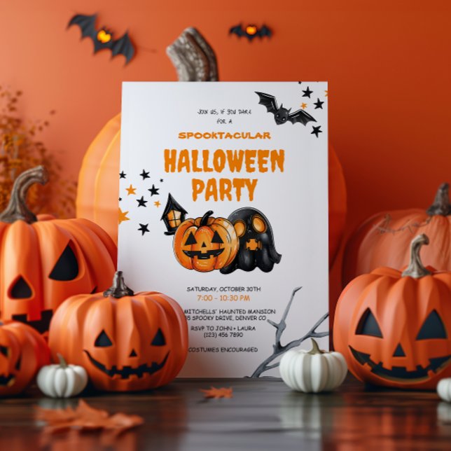 Kids Watercolor Spooktacular Halloween-Party Einladung (Von Creator hochgeladen)
