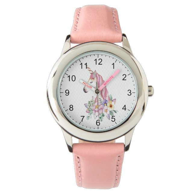 "Kid's Watercolor Unicorn" Armbanduhr (Vorderseite)
