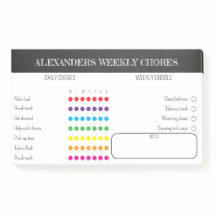 Kids Weekly Chores Post-It Notes