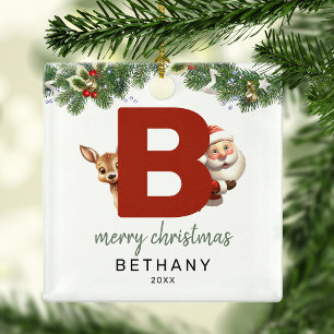Kids Weihnachtsbaum mit Monogramm Buchstabe B Ornament Aus Metall