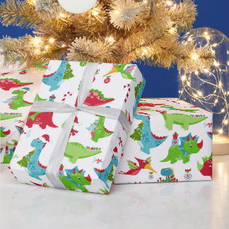 Kids Weihnachtsdinosaurier Wrapping Paper Geschenkpapier