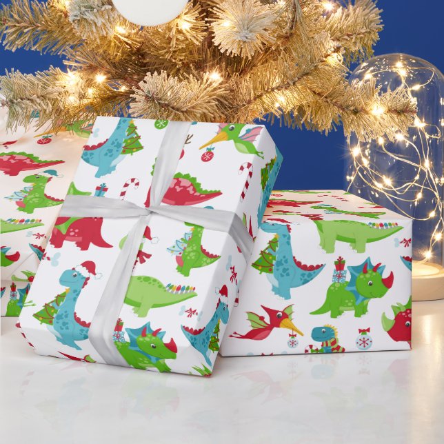 Kids Weihnachtsdinosaurier Wrapping Paper Geschenkpapier (Feiertage)