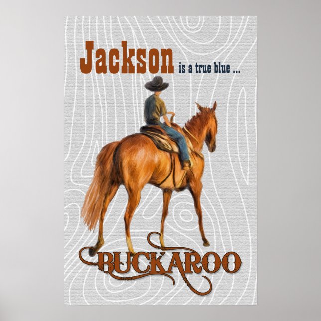 Kid's Western Themed Individuelle Name Buckaroo Poster (Vorne)