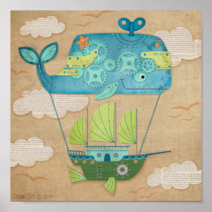Kids Whale Kinderzimmer Kunst drucken Poster