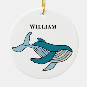 Kids Whale Klassischer Personalisierter Name Keramik Ornament