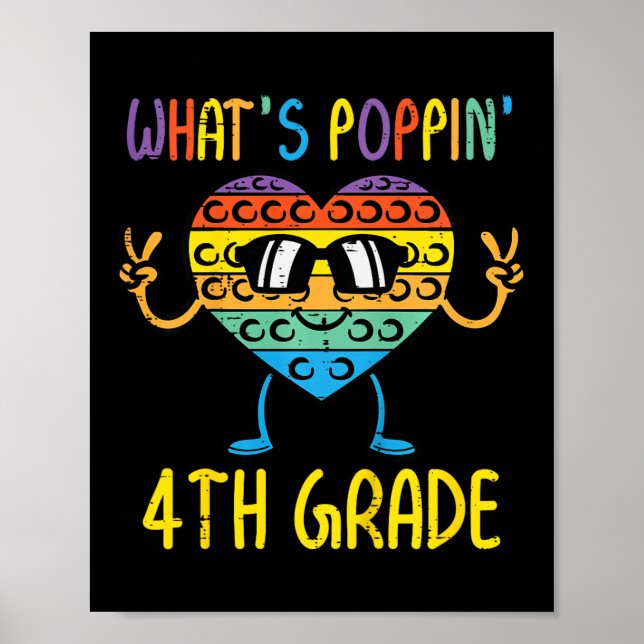 Kids Whats Poppin 4th Grade Heart Fidget Pop It Fi Poster (Vorne)