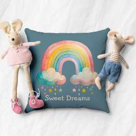 Kids Whimsical Pastel Rainbow in Clouds Kissen
