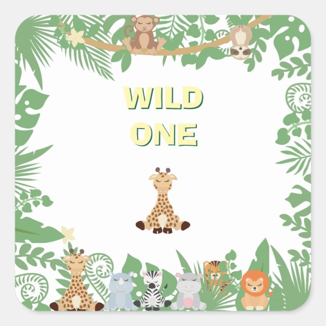 Kids Wild One Birthday Party Square Sticker (Vorderseite)