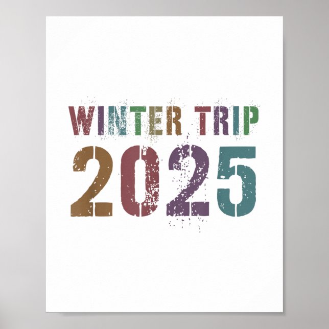 Kids Winter Trip 2025 Skiing Beach Travel Meerjung Poster (Vorne)