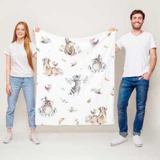 Kids Woodland Animal Blankes Fleecedecke