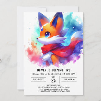 Kids Woodland Fox Geburtstag Einladung