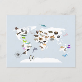 Kids World Map Animes Feiertagspostkarte