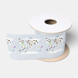 Kids World Map Animes Satinband